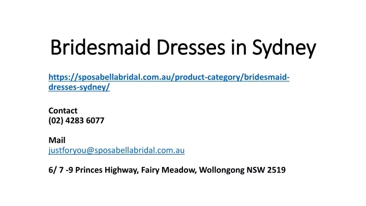 bridesmaid dresses in sydney