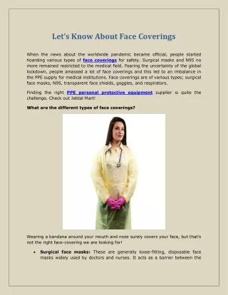 Let’s Know About Face Coverings
