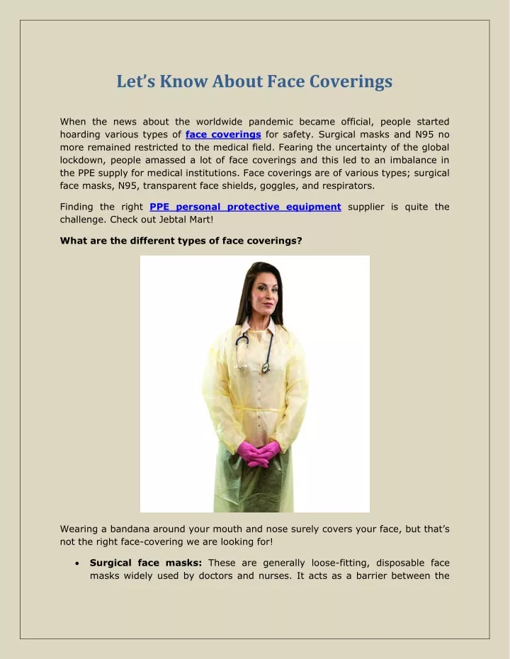 let s know about face coverings