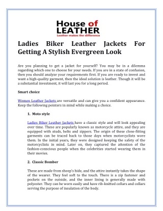 Ladies Biker Leather Jackets For Getting A Stylish Evergreen Look