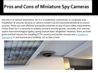 Pros And Cons of Miniature Spy Cameras