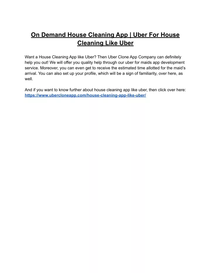 on demand house cleaning app uber for house
