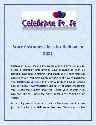 Scary Costumes Ideas for Halloween 2021