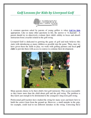 golf lessons for kids by liverpool golf