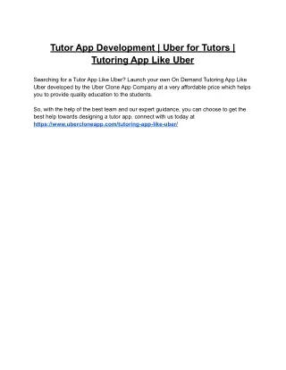 tutor app development uber for tutors tutoring
