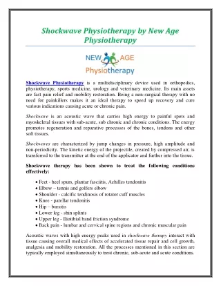 shockwave physiotherapy by new age physiotherapy