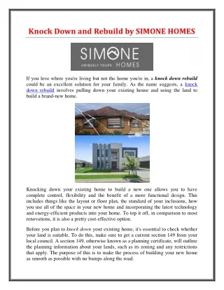 knock down and rebuild by simone homes