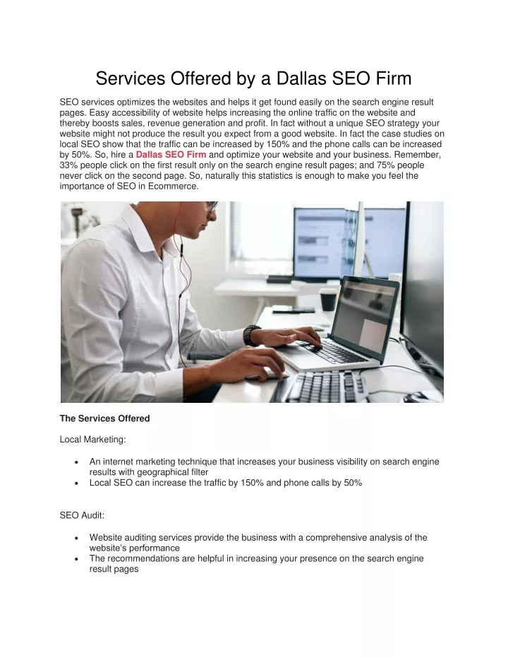 services offered by a dallas seo firm