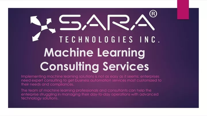 machine learning consulting services