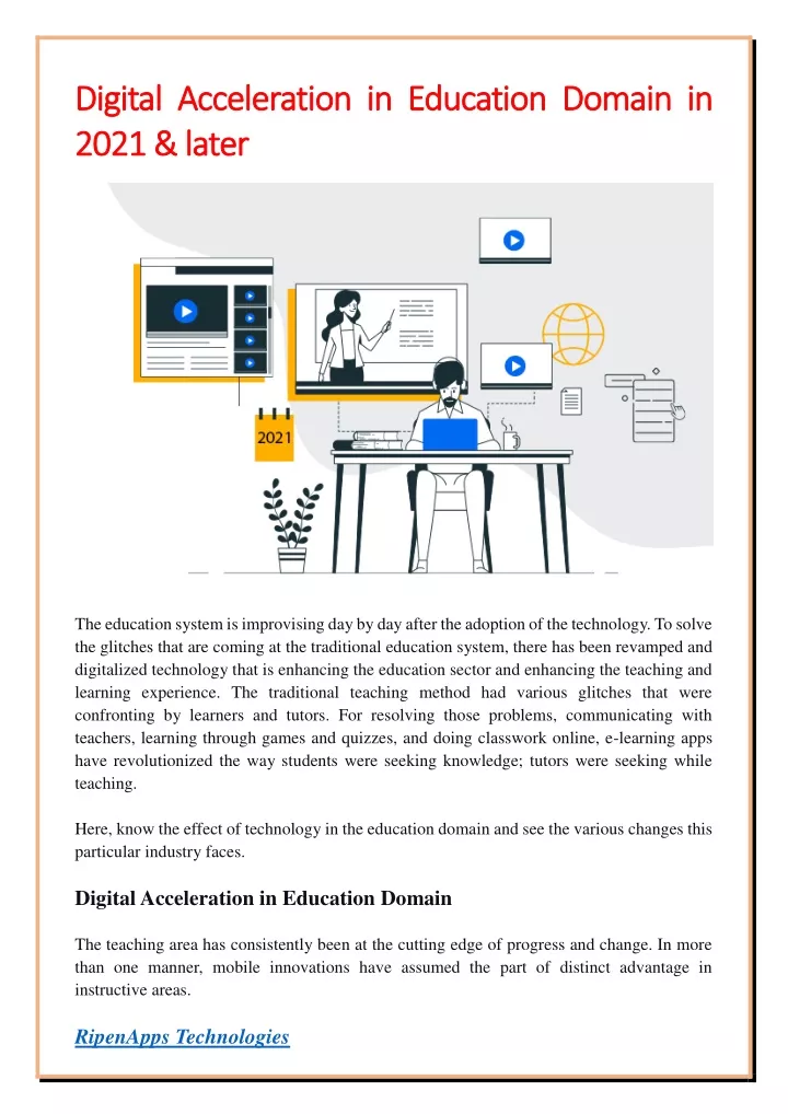 digital acceleration in education domain