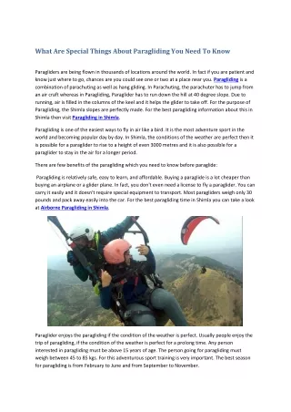 What Are Special Things About Paragliding You Need To Know
