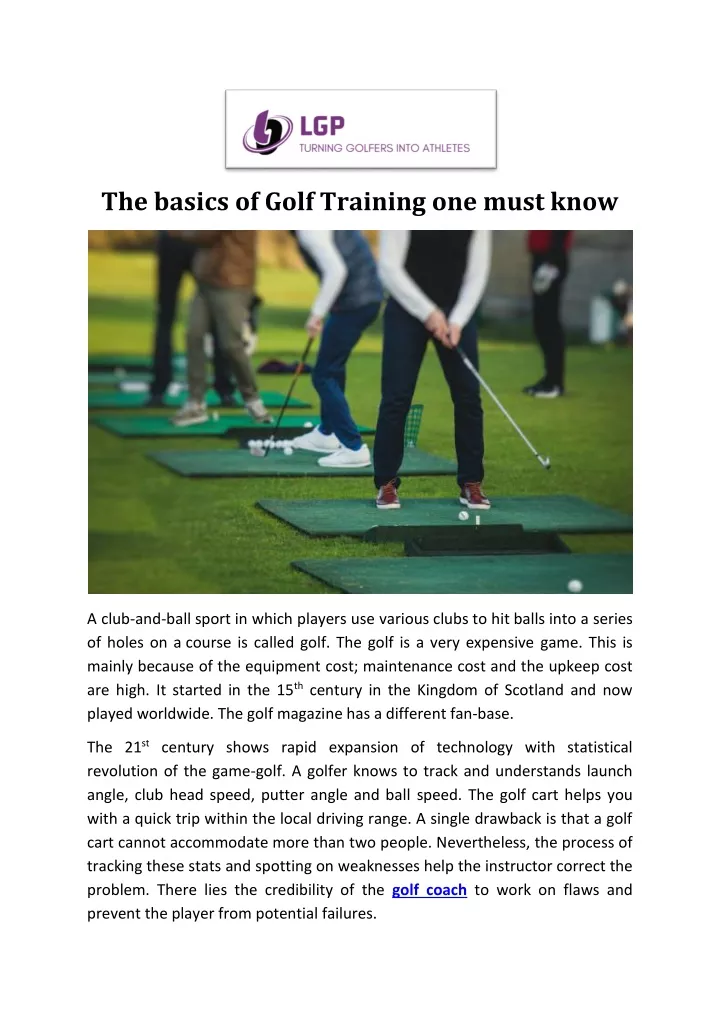 the basics of golf training one must know