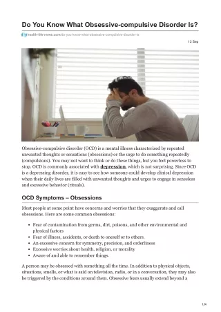 do you know what obsessive compulsive disorder is