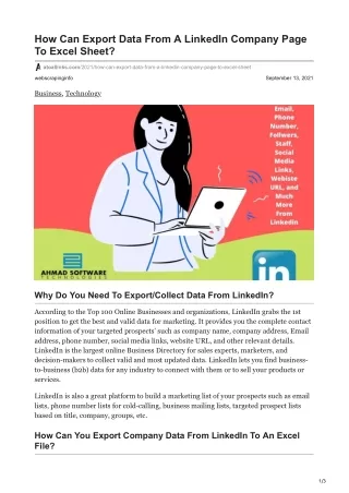 how can export data from a linkedin company page