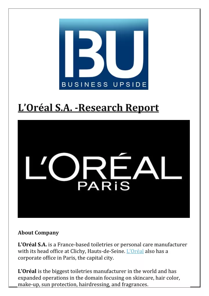 l or al s a research report