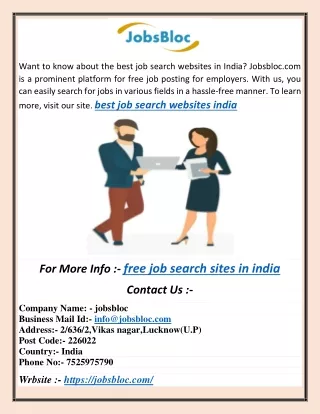 Free Job Search Sites in India | Jobsbloc.com
