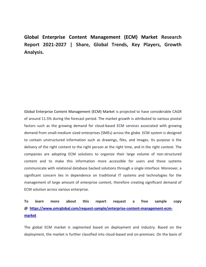 global enterprise content management ecm market