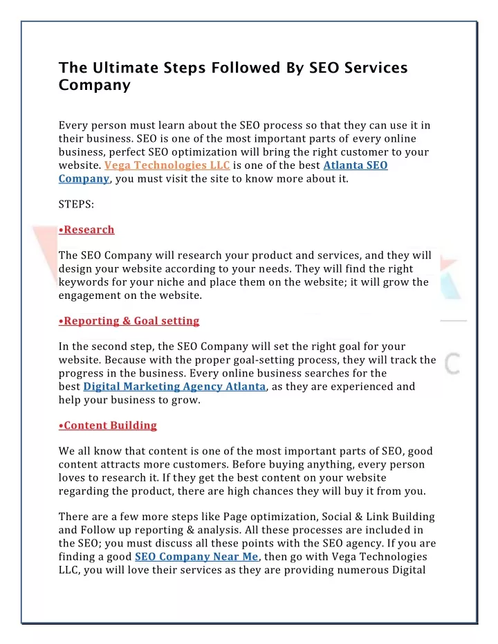 the ultimate steps followed by seo services