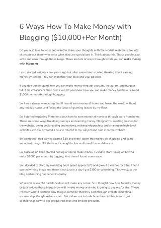 6 Ways How To Make Money with Blogging ($10,000 Per Month)