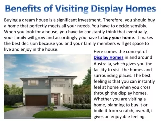 Benefits of Visiting Display Homes