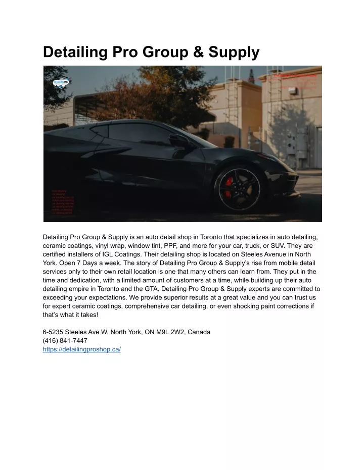 detailing pro group supply