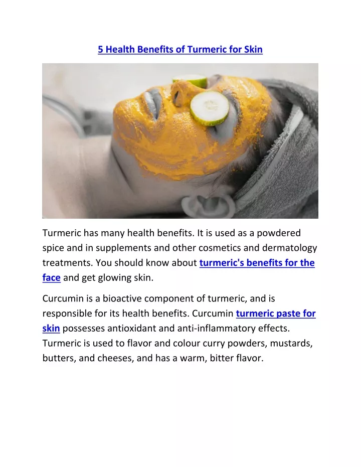 5 health benefits of turmeric for skin