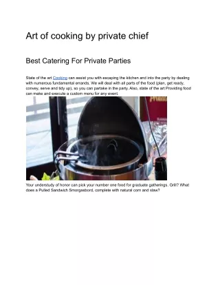 art of cooking by private chief