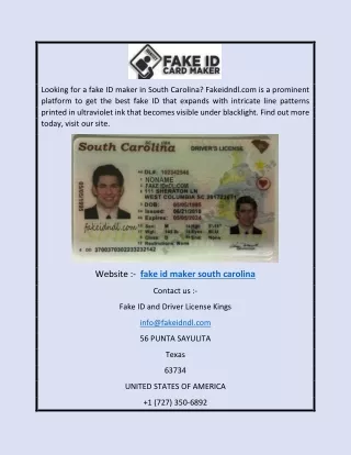 Fake Id Maker South Carolina | Fakeidndl.com