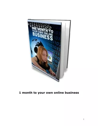 One Month To Your Own Online Business