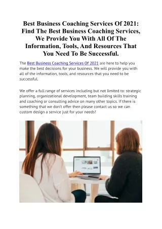 Best Business Coaching Services Of 2021 -  Find The Best Business Coaching Services, We Provide You With All Of The Info