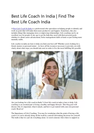 Best Life Coach In India  -  Find The Best Life Coach India