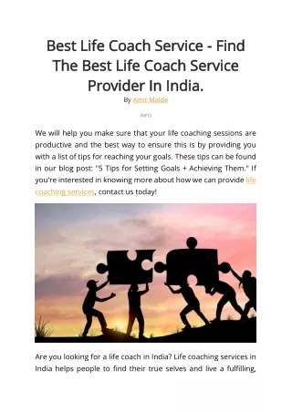 Best Life Coach Service - Find The Best Life Coach Service Provider In India - By Amit Malde