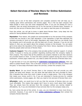 select services of review stars for online