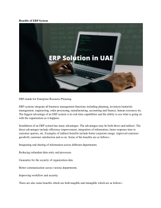 benefits of erp system