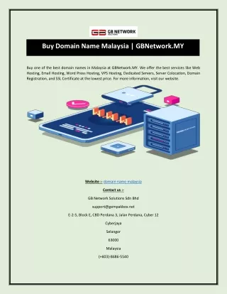 Buy Domain Name Malaysia  GBNetwork.MY