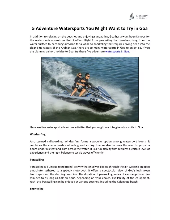 5 adventure watersports you might want