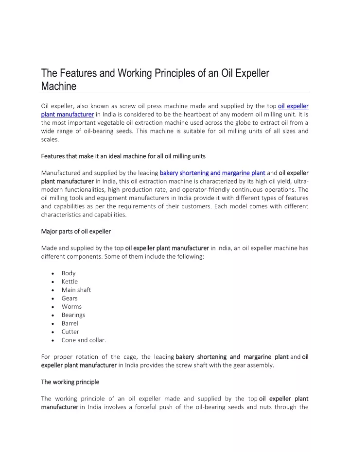 the features and working principles