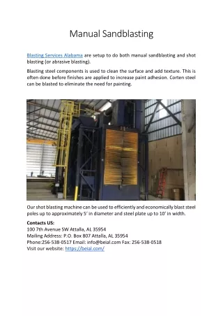 manual sandblasting blasting services alabama
