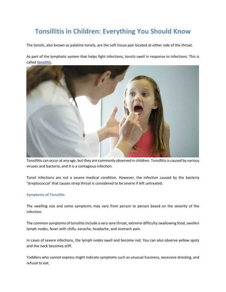 tonsillitis in children everything you should know