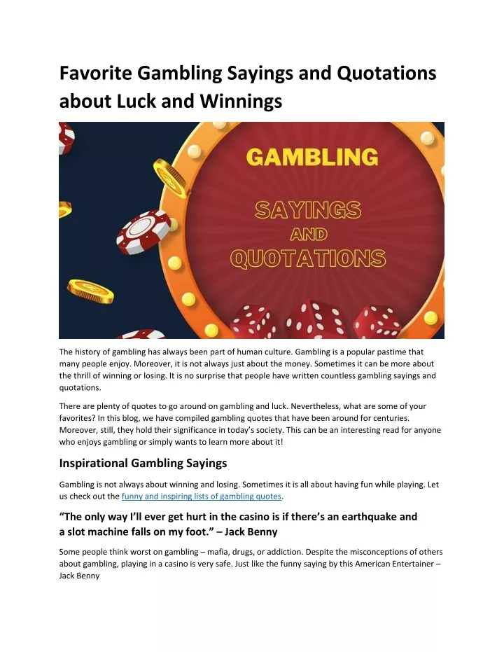 favorite gambling sayings and quotations about