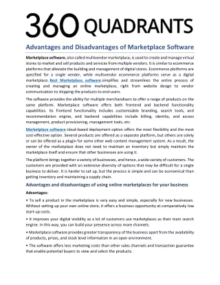 Advantages and Disadvantages of Marketplace Software