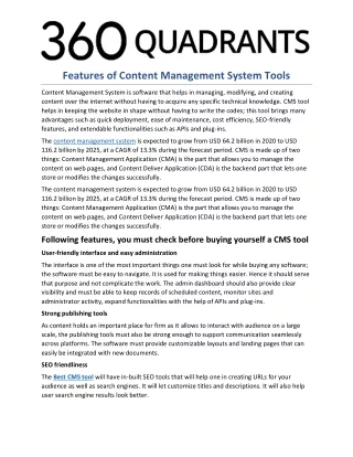 Features of Content Management System Tools