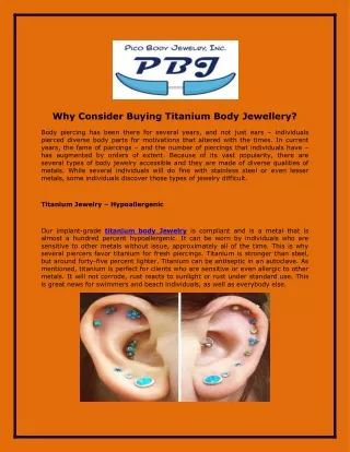 Why Consider Buying Titanium Body Jewellery