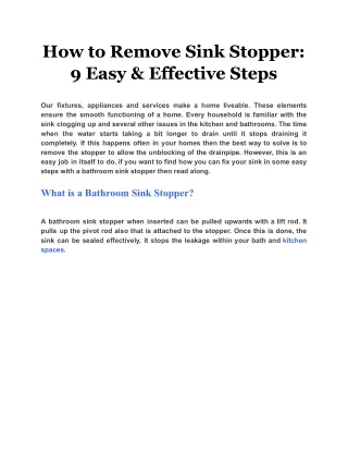 how to remove sink stopper 9 easy effective steps