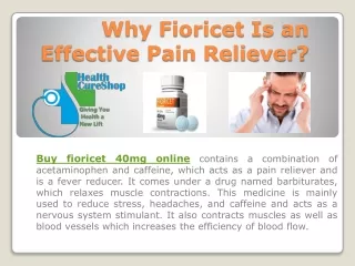 why fioricet is an effective pain reliever