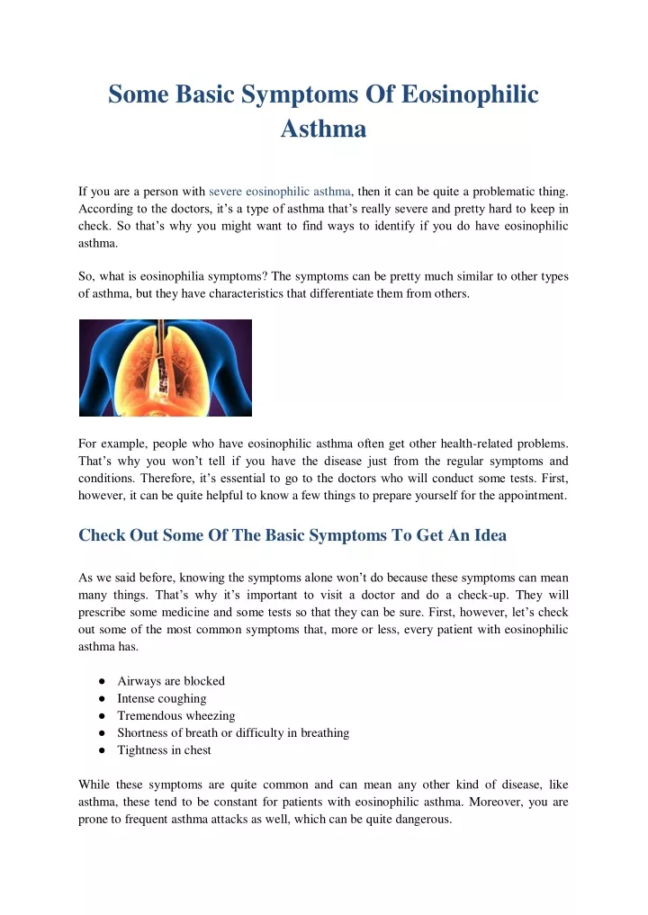 some basic symptoms of eosinophilic asthma