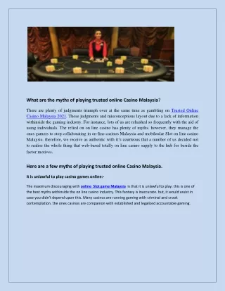 Do you want to about Mobile Casino Website Malaysia?