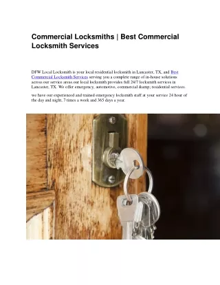 Commercial Locksmiths | Best Commercial Locksmith Services