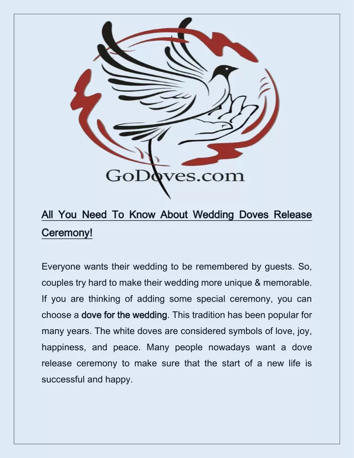 all you need to know about wedding doves release