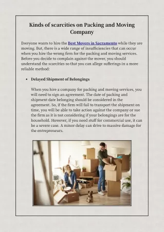 kinds of scarcities on packing and moving company